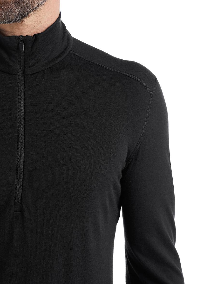 Base Layers Icebreaker Merino 200 Oasis Long Sleeve Half Zip Thermal Top Homme Noir | FR 1361UZGT